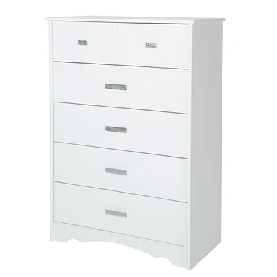 Commode 5 Tiroirs Tiara - Blanc Solide