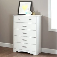 Commode 5 Tiroirs Tiara - Blanc Solide