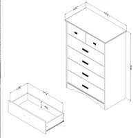 Commode 5 Tiroirs Tiara - Blanc Solide