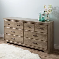 6-Drawer Double Dresser - Versa Weathered Oak