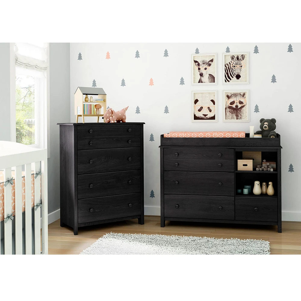 Little Smileys Changing Table with Station - Gray Oak