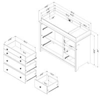 Little Smileys Changing Table with Station - Gray Oak
