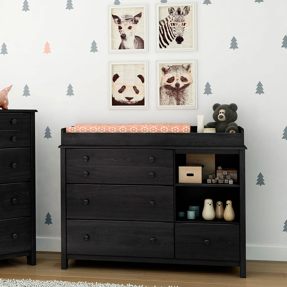 Little Smileys Changing Table with Station - Gray Oak