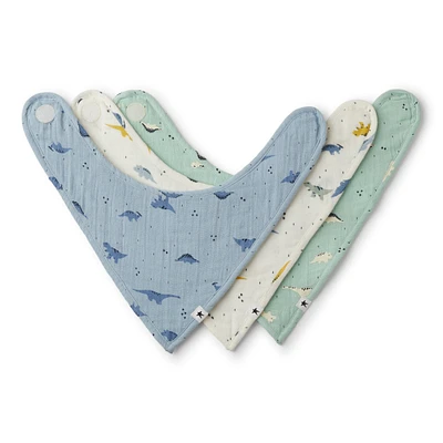 3-Pack Organic Cotton Bibs - Dinos
