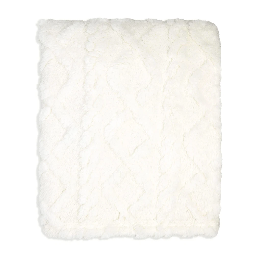 Couv. peluche ecru 76cm x 91cm