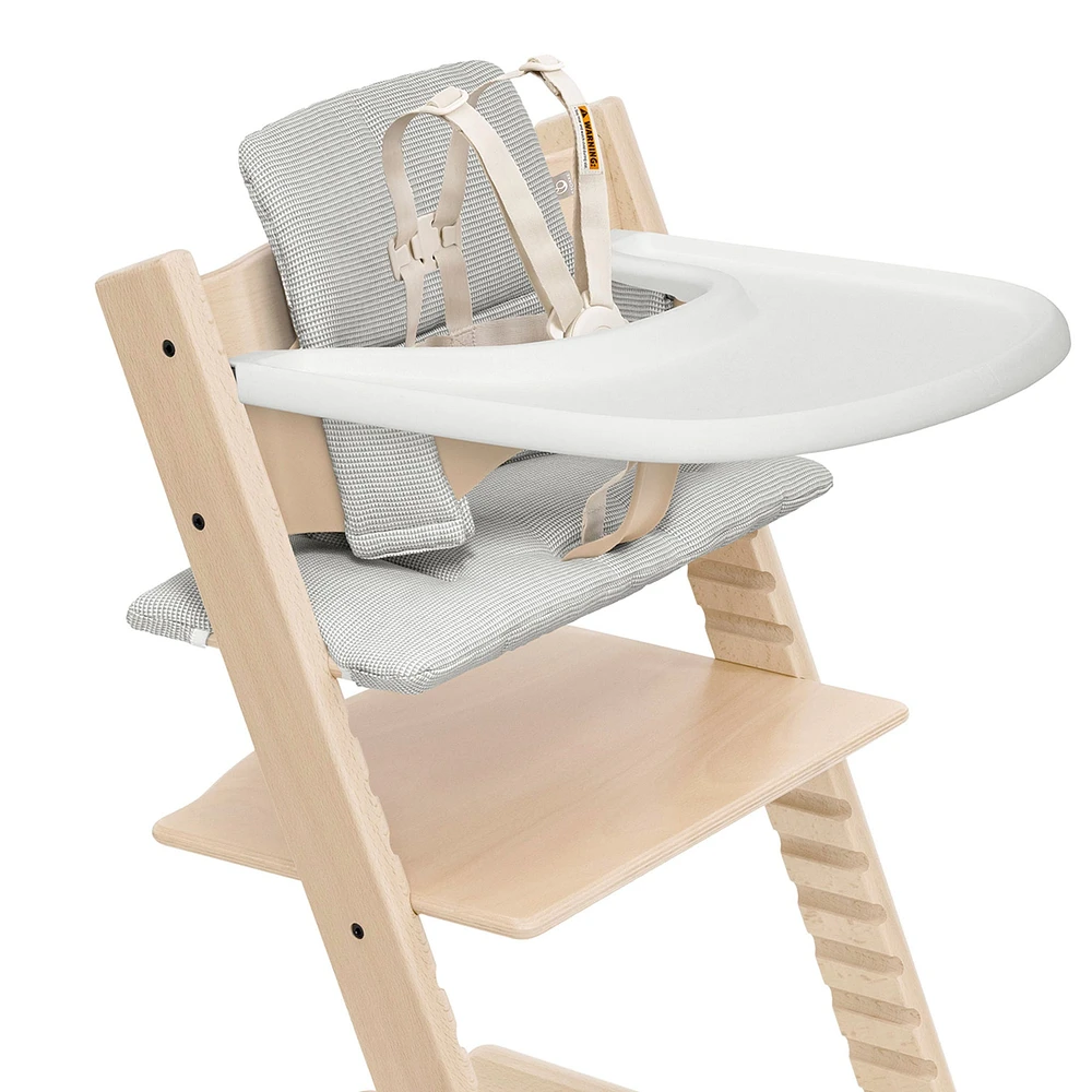 Tripp Trapp® High Chair V2 Natural, Nordic Grey Cushion and Stokke® Tray