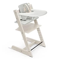 Tripp Trapp® High Chair V2 Whitewash, Nordic Grey Cushion and Stokke® Tray 