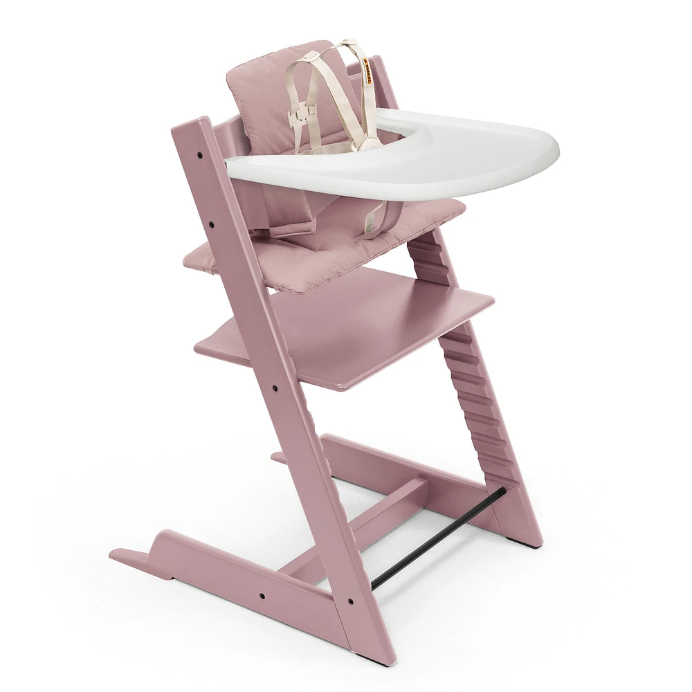 Tripp Trapp® High Chair V2 Heather Mauve, Cushion and Stokke® Tray