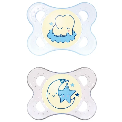 Night Orthodontic Pacifier 0-6months Set of 2 - Blue Glow in the Dark