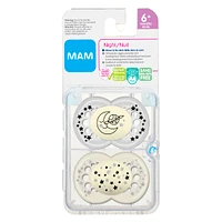 Pacifiers Set of 2  Glow in the Dark 6m+