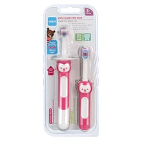 5months+ Learn to Brush Baby Toothbrushes Set of 2 - Pink