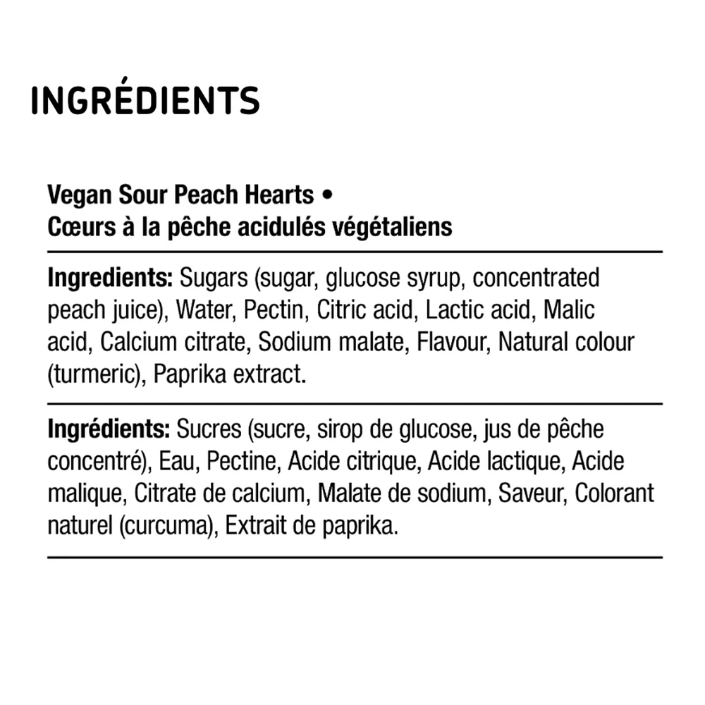 Bonbons Coeurs à la Pêche Acidulés VégétaliEnsemble 120g
