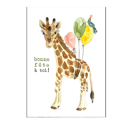 Bonne Fête Girafe Wish Card 