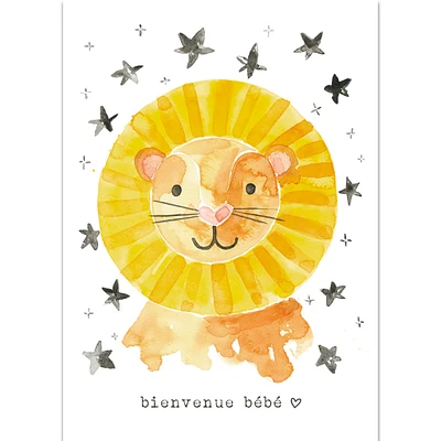 Carte de Souhait Bienvenue Bébé - Lion