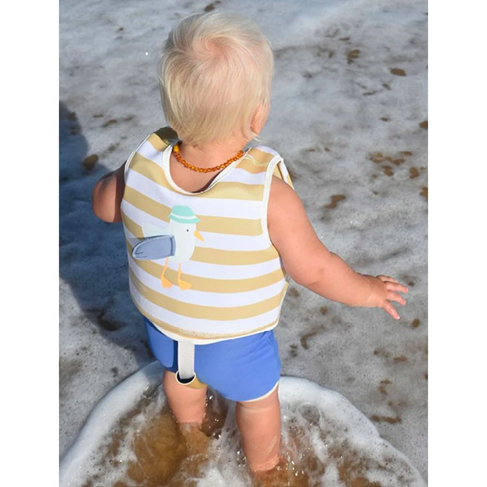 Kids Swim Vest 1-2y Sid the Seagull Mustard Stripe 