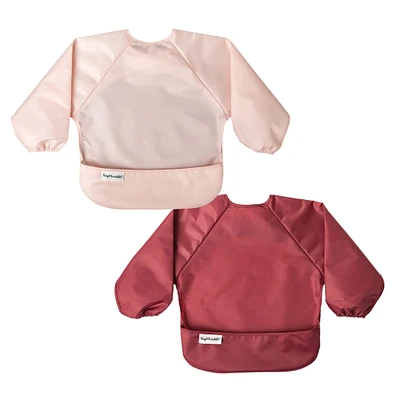 Mess-proof Full Sleeve Bib 2 Pack - Rose/ Burgundy