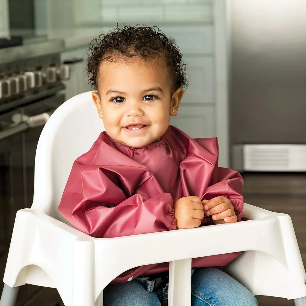 Mess-proof Full Sleeve Bib 2 Pack - Rose/ Burgundy