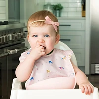 Mess-proof Silicone Pocket Bib Ruffle - Unicorn Confetti