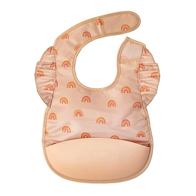 Mess proof Silicone Pocket Bib Ruffle - Boho Rainbow