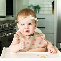 Mess proof Silicone Pocket Bib Ruffle - Boho Rainbow