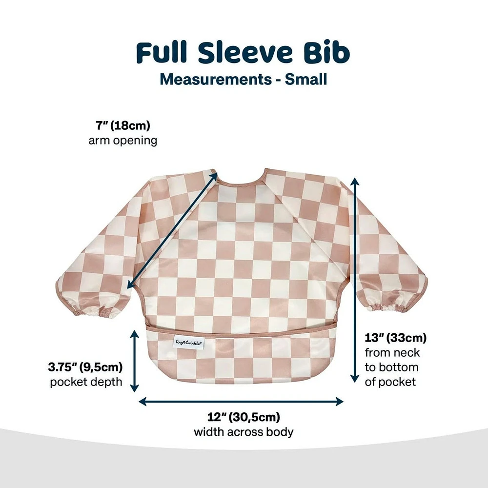 Mess-proof Full Sleeved Bib - Brown Checkers 6-24m