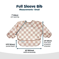 Mess-proof Full Sleeved Bib - Brown Checkers 6-24m