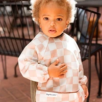 Mess-proof Full Sleeved Bib - Brown Checkers 6-24m