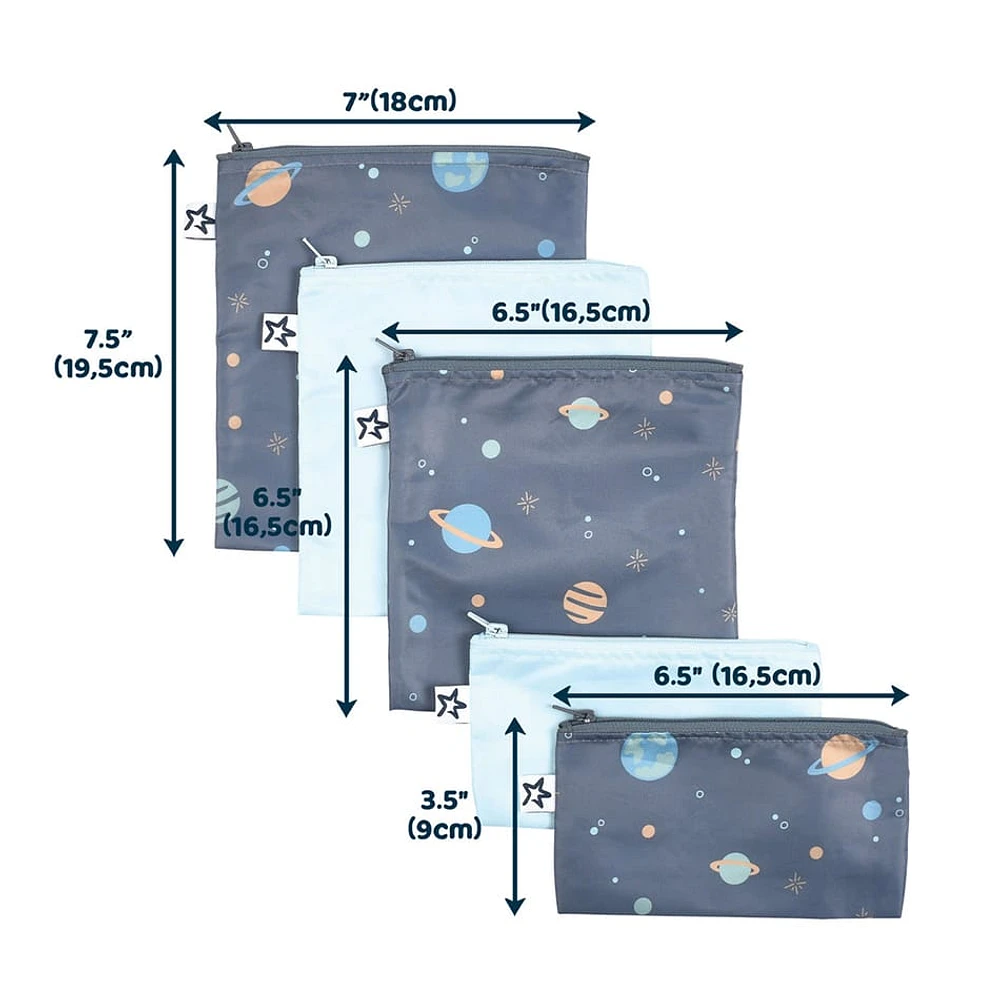 Reusable Snack Bags 5 Pack - Space