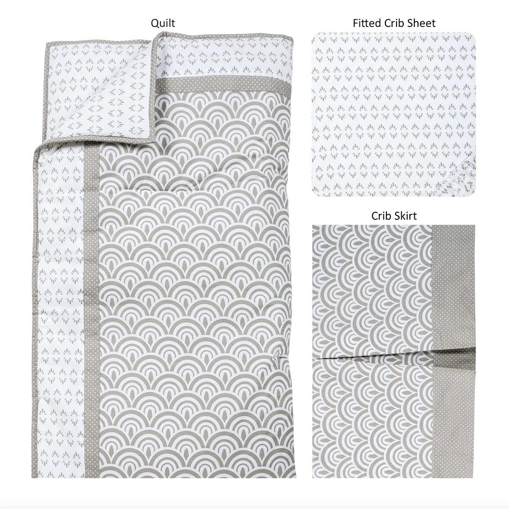 3 Pieces Crib Bedding Set - Art Deco