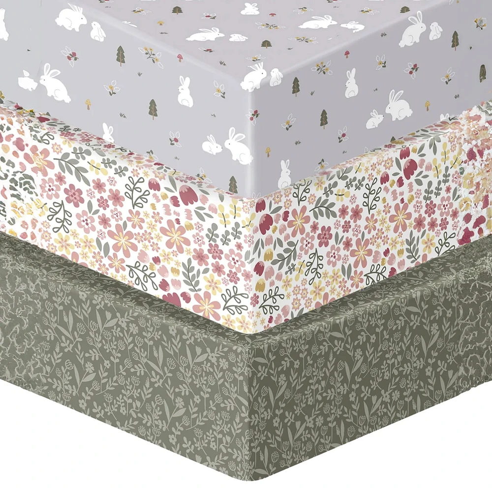 Flannel Crib Fitted Sheet (3) - Bunny