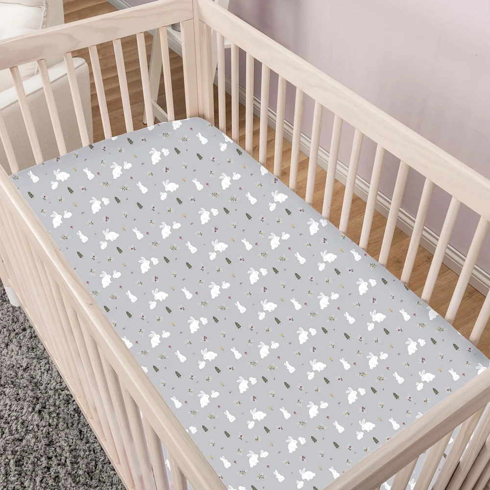 Flannel Crib Fitted Sheet (3) - Bunny