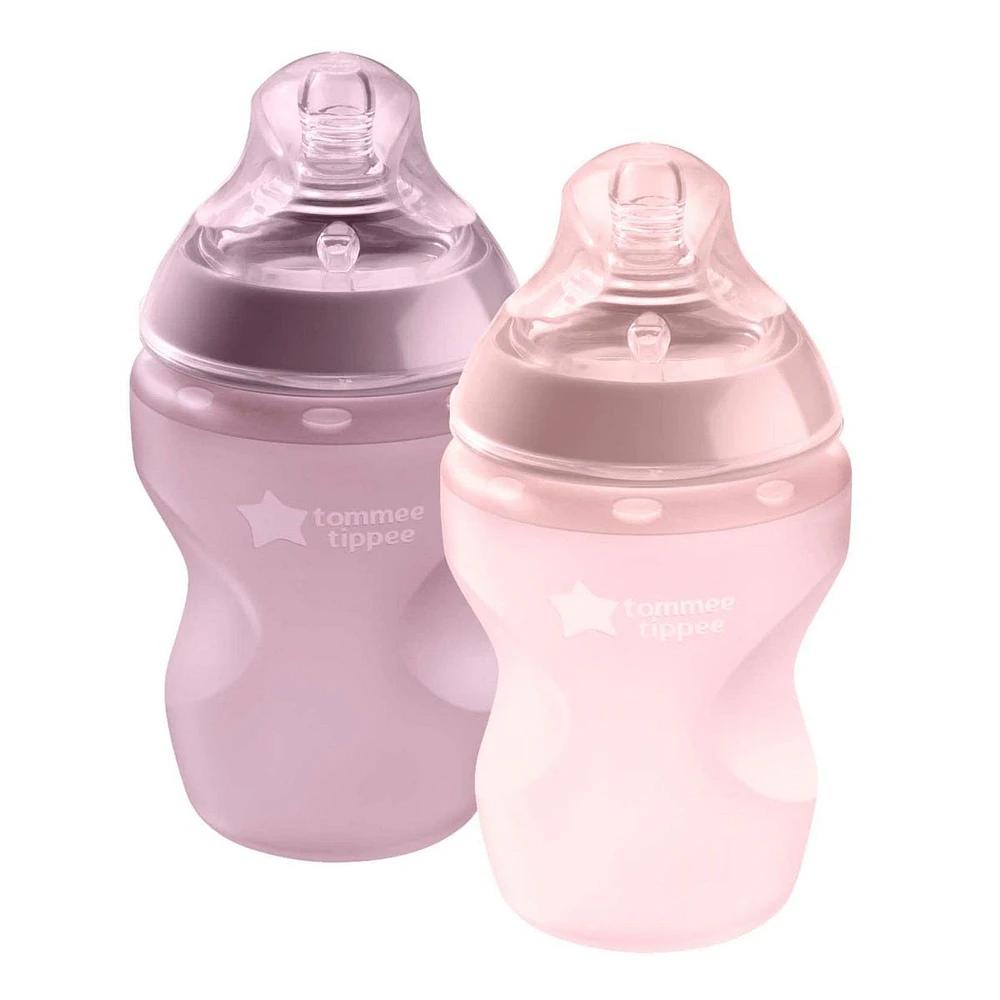 Closer to Nature Soft Silicone Baby Bottle 2-Pack 9oz - Pink