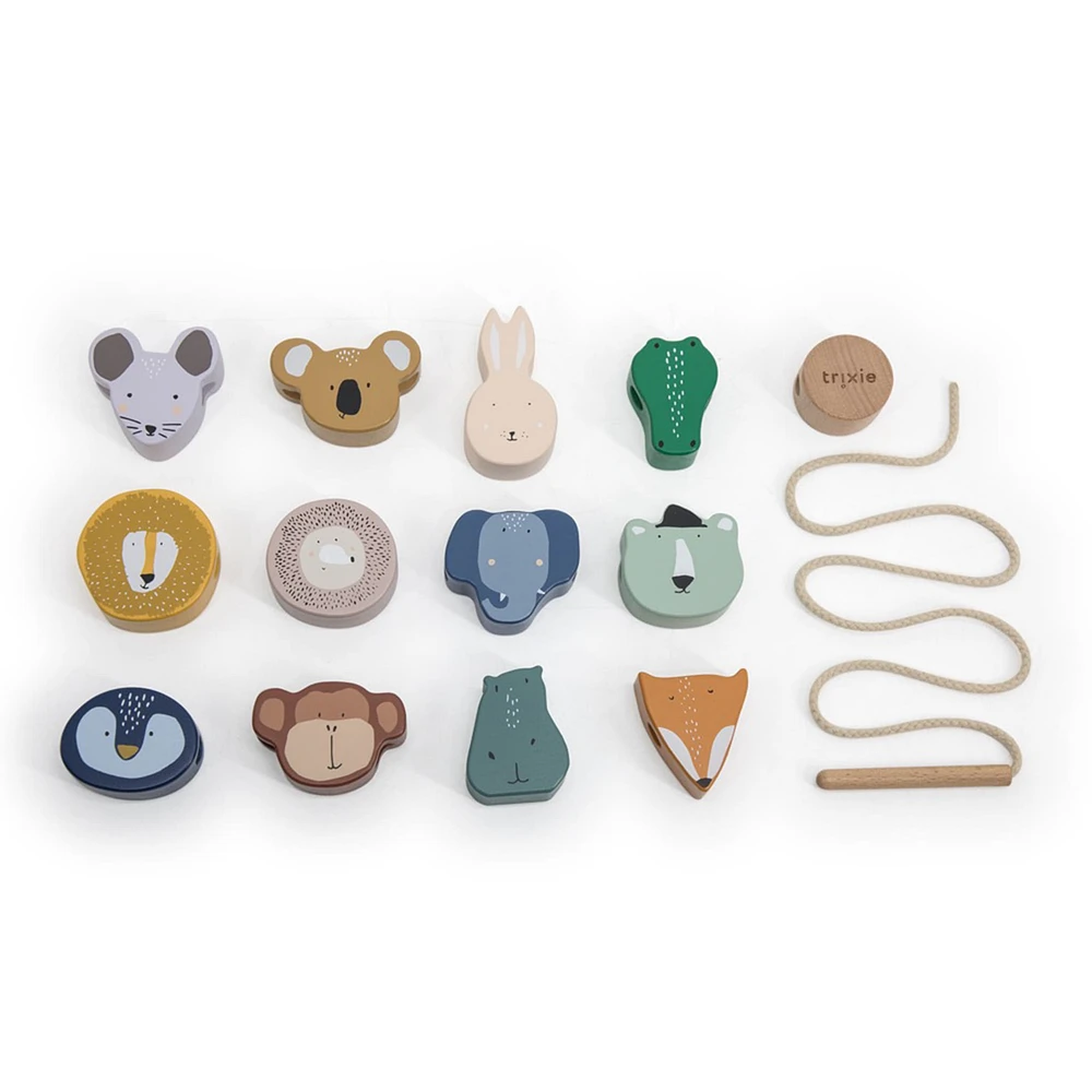 Wooden Animal Lacing Beads