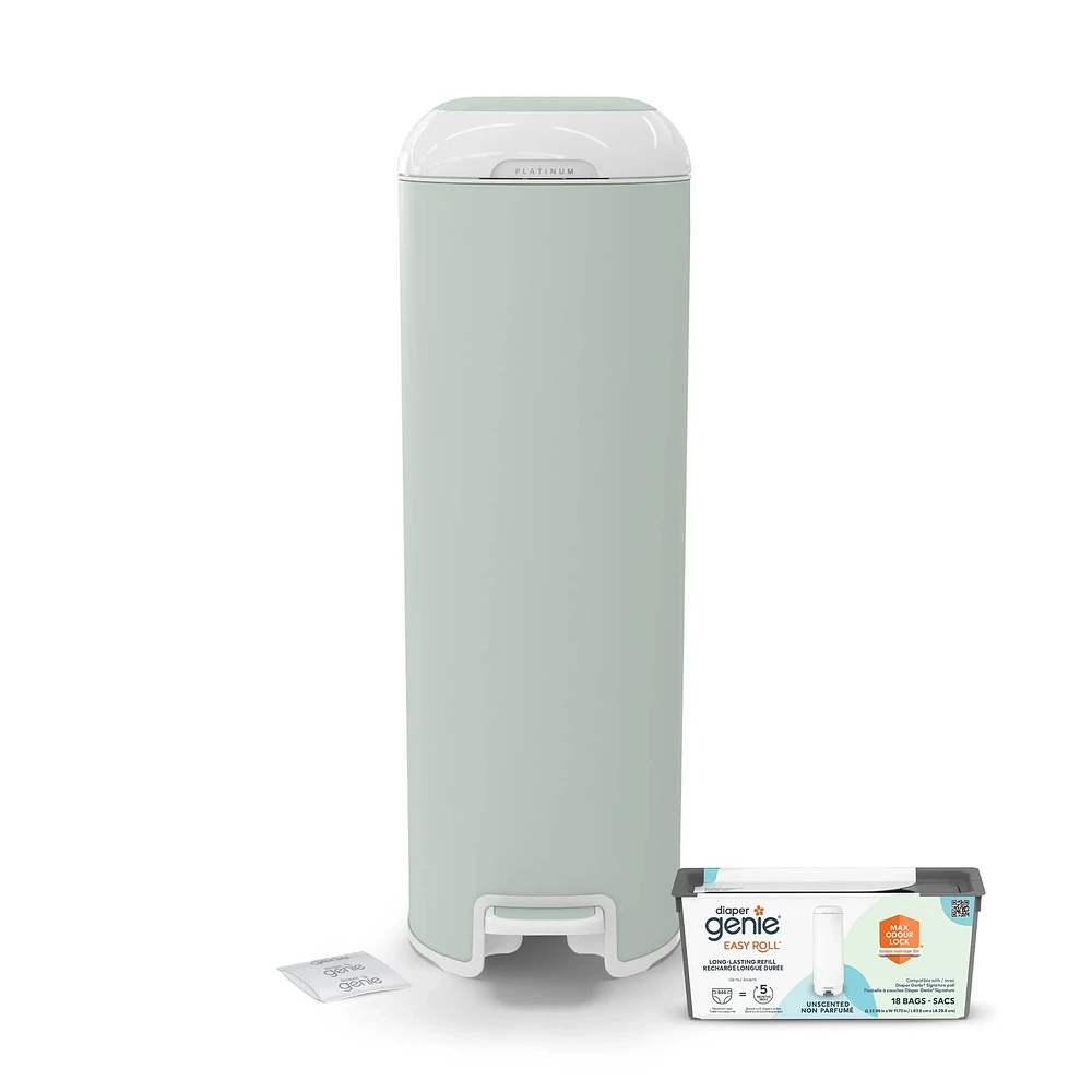 Poubelle à Couches Platinum - Vert Sauge (avec 18 sacs)