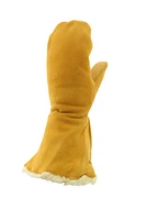 Youth Cown Grain Split Bakck Gauntlet Mitt Pile Lined Wheat