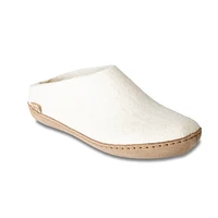 Wool Felt Clog Leather Sole White