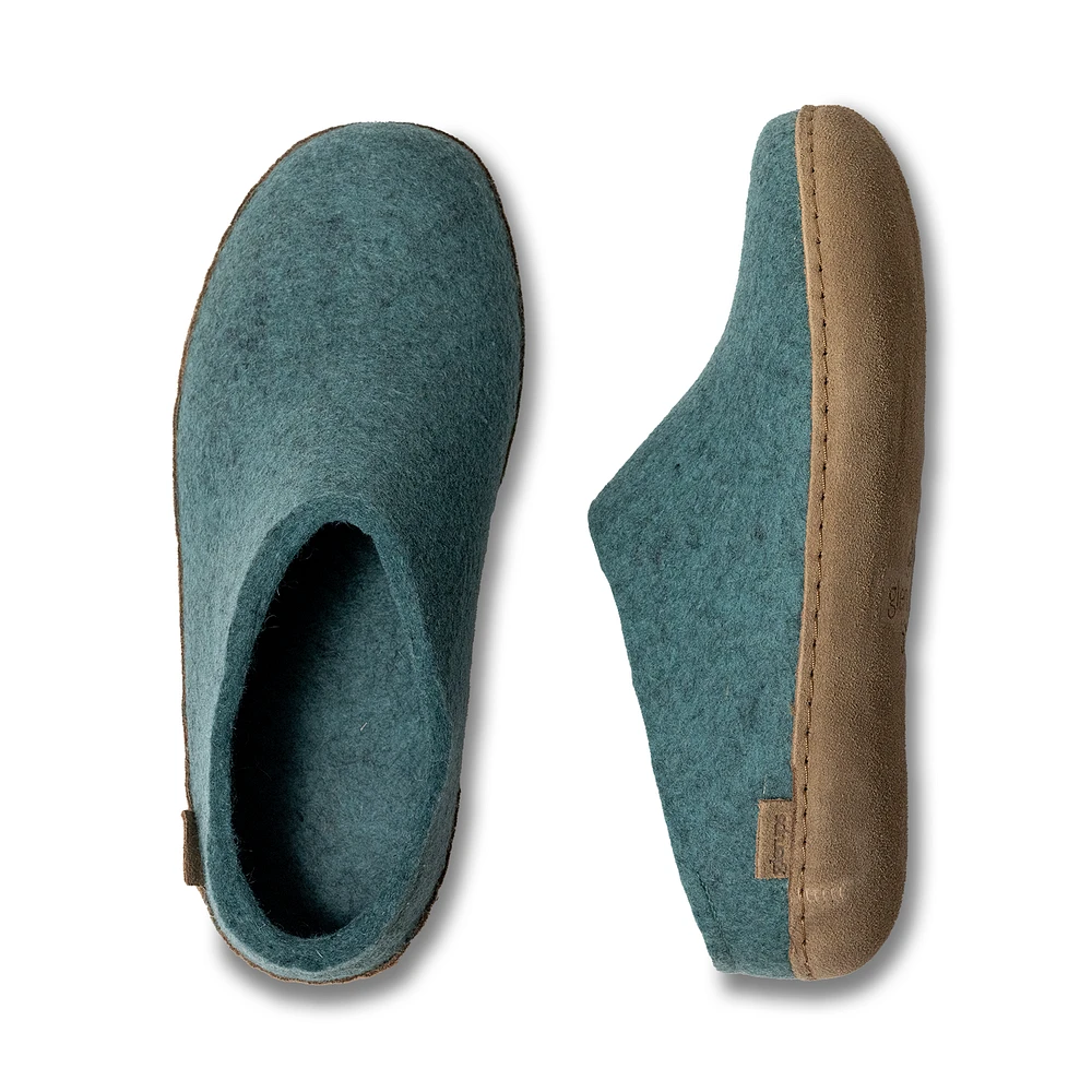 Wool Felt Clog Leather Sole North Sea