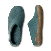 Wool Felt Clog Leather Sole North Sea