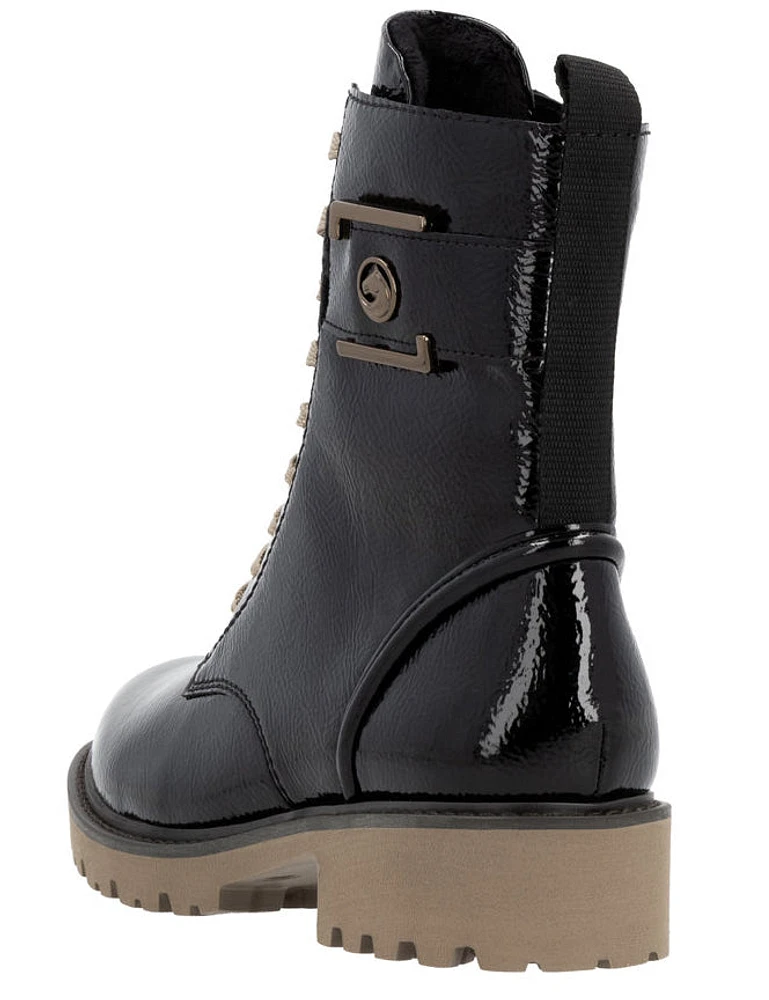 Black Lined Lace Up Boot