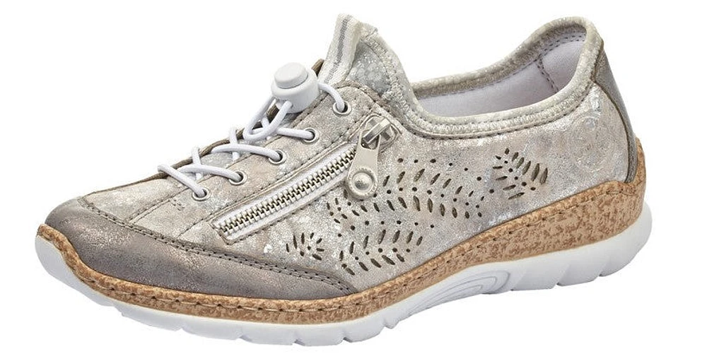 Grey Elastic Lace Slip On