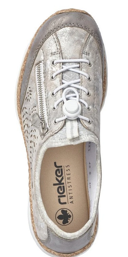 Grey Elastic Lace Slip On