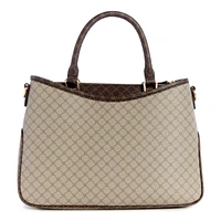 Kiley Satchel Beige/Brown Logo
