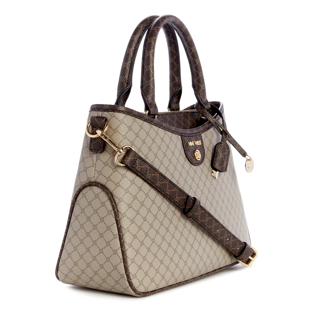 Kiley Satchel Beige/Brown Logo