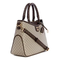 Kiley Satchel Beige/Brown Logo