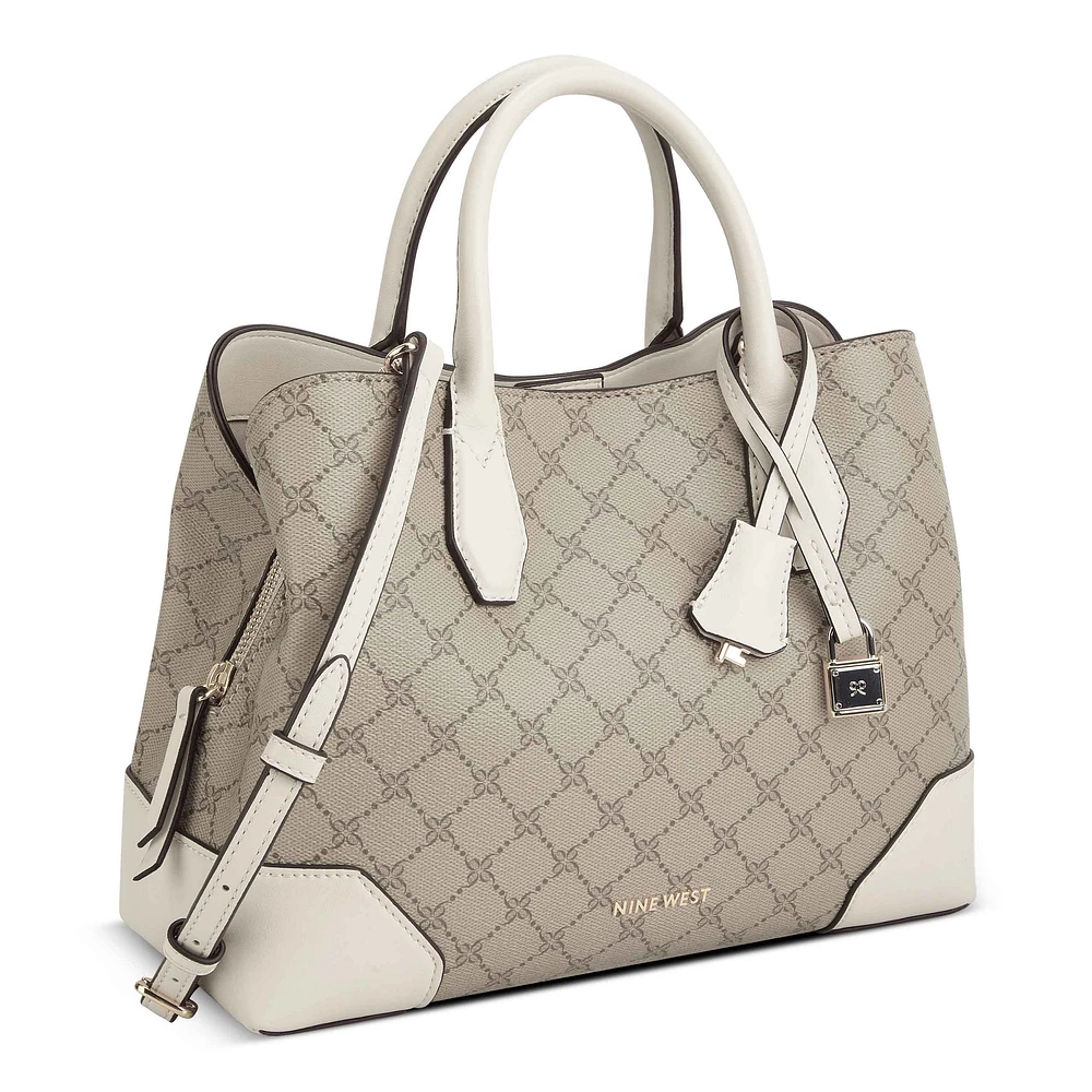 Brooklyn 3 Comp Satchel Beige Logo/Milk