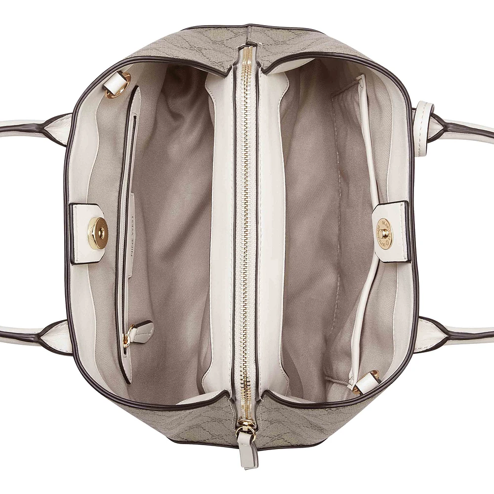 Brooklyn 3 Comp Satchel Beige Logo/Milk