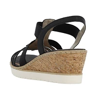 Black Wedge Elastic Sandal