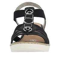 Black Wedge Elastic Sandal