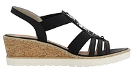 Black Wedge Elastic Sandal