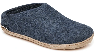 Wool Felt Clog Leather Sole Denim